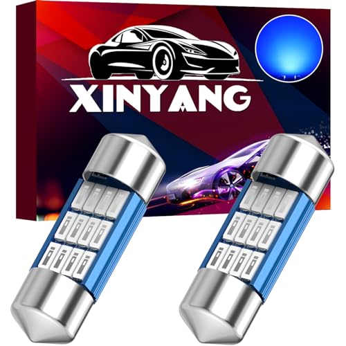 XINYANG 2PCS DE3175 Festoon LED Car Bulb 31mm 1.22in Canbus No Error LED Light Bulb Extremely Bright 12SMD 4014 Chipsets DE3021 LED Lamp for License Plate Dome Map Door Courtesy Lights,Blue - color: Blue, size: DE3175 31mm