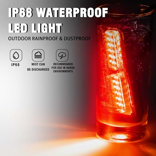 WINECO 8PCS LED Strobe Lights kit 12V Sync Feature Red 12LED Emergency Hazard Warning Lights with Strobe Controller for Trucks Vehicles ATV RV Cars Van - color: Red