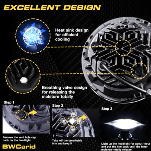 7" Inch LED Motorcycle Headlight with Housing Bucket Mounting Brackets Hi/Low Beam Headlamp for H-arley Yamaha Honda Cafe Racer Bobber Chopper Scrambler Streetbike w/34~42mm Fork Tube, White - size: 7in LED Motorcycle Headlight