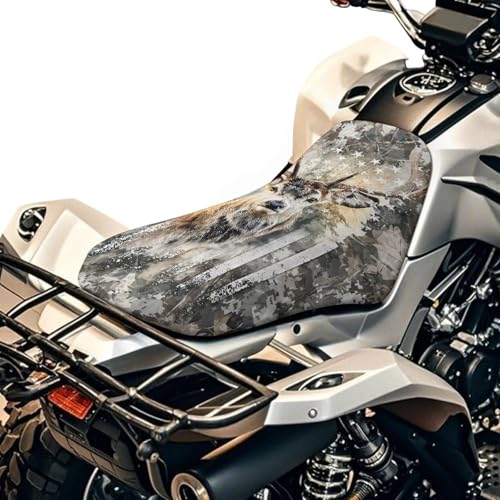 SEANATIVE Deer Camo US Flag ATV Accessories Motorcycle Seat Cover Universal Motorcycle Flexible Seat Protector Breathable Protector Water-resistan Motorcycle Cushion Covers - color: Deer Camo US Flag Print