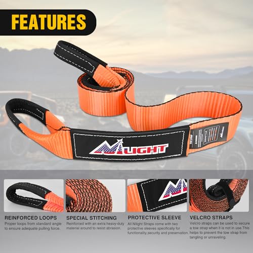 Nilight 3" x 8' Tree Saver Tow Strap Lab Tested 31,500lbs Break Strength Heavy Duty Off road Straps with Triple Reinforced Loop Emergency Towing Rope of Mind for SUV, UTV, ATV, Truck, 2 Years Warranty - color: 3in x 8ft Tow Strap