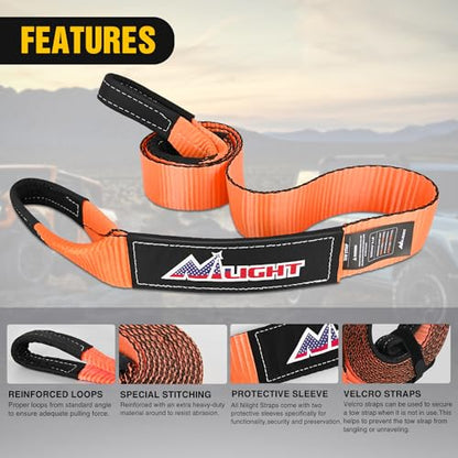 Nilight 3" x 8' Tree Saver Tow Strap Lab Tested 31,500lbs Break Strength Heavy Duty Off road Straps with Triple Reinforced Loop Emergency Towing Rope of Mind for SUV, UTV, ATV, Truck, 2 Years Warranty - color: 3in x 8ft Tow Strap