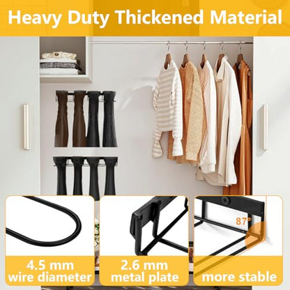 Boot Rack - 4 Pair Wader Hangers Wall Mount Boot Organizer for Tall Boots, Heavy Duty Boot Hangers Holder Sturdy Metal Wall Mounted Shoe Rack for Garage Mudroom Closet Entryway Black 2 Pack
