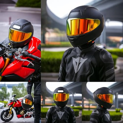 Shoei RF1400 X15 Helmet Visor Replacement Shield, Anti-Fog Sun Shield Accessory Compatible with RF-1400, X15, CWR-2, Z8, X-SPR PRO(Gold Red) - color: Gold Red
