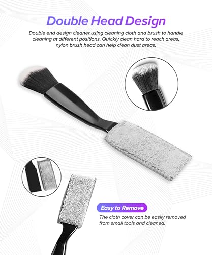 Car Detailing Brush,Car Accessories Double Head Brush for Detailing Interior,Soft Autobrush,Automotive Cleaning Brushes,Used for Washing Exterior Emblems,Leather Seats,Plastic Door Panels