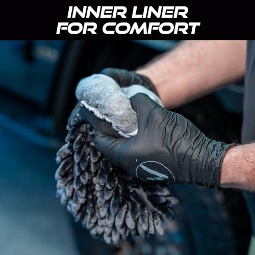 VIKING Car Wash Mitt, Microfiber for Car Cleaning, Premium Chenille, Black, 10 inch x 8 inch, 2 Pack - color: Black