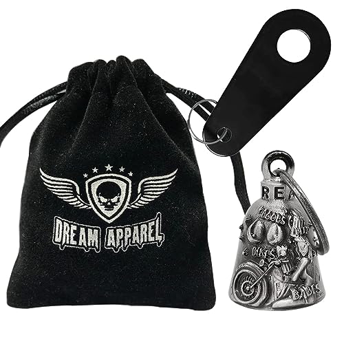 Dream Apparel Motorcycle Bell Guardian Angel Drive Away Gremlin, Biker Bell for Men Women Rider Riding, Good Luck Gift - color: Bikes & Beer & Babes