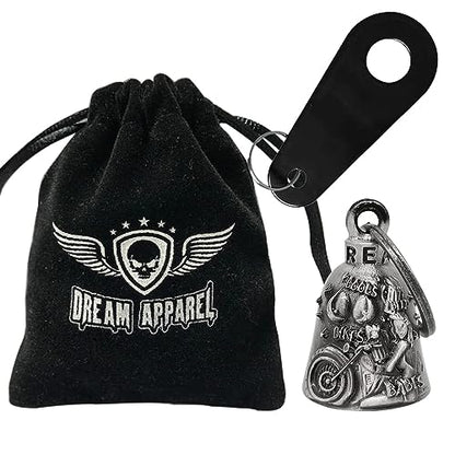 Dream Apparel Motorcycle Bell Guardian Angel Drive Away Gremlin, Biker Bell for Men Women Rider Riding, Good Luck Gift - color: Bikes & Beer & Babes