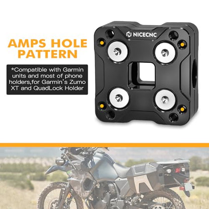 NICECNC 14MM GPS Adjustment Bracket GPS Fixed Rod Clamp Compatible with Kawasaki KLR650 2022 2023, 6061 Billet Aluminum, CNC-machined, with Necessary Stainless Steel Hardware, Black