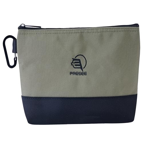 Tool Pouch Zipper Small Tool Bag Pouches Organizer Bag with Metal Carabiner, Nylon 1680D Heavy Duty for Wrenches, Screwdrivers, Pliers, Pack of 1, Green, 10.5 Inch - color: Green with Black Bottom