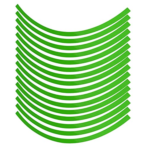 16 Pcs Wheel Reflective Tape Rims Night Safety Decoration Stripes Sticker Film for 16-19 inch Car, and Motorcycle Wheels, 34 x 0.8cm(Luminous Green) - color: Luminous Green