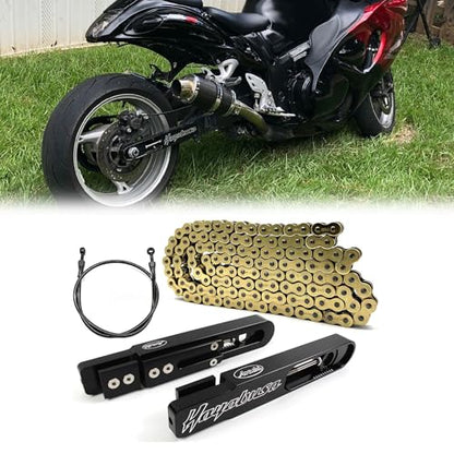 Arashi Black 6.7"-9.8" Swingarm Extensions Brake line Chain Kit for Suzuki Hayabusa GSXR 1300 Gen 2 3 2008-2019 2020-2024 Non-ABS, Motorcycle modification Accessories Parts CNC Aluminum