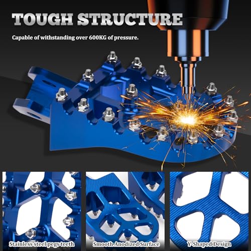 XINGWU Dirt Bike Foot Pegs for Surron Light Bee X/S E-Ride Pro SS/SR/S Talaria MX3 MX4 Segway X160/X260 CRF150F 230F 250F Electric Dirt Bike Foot Peg Rests (Blue) - color: Blue