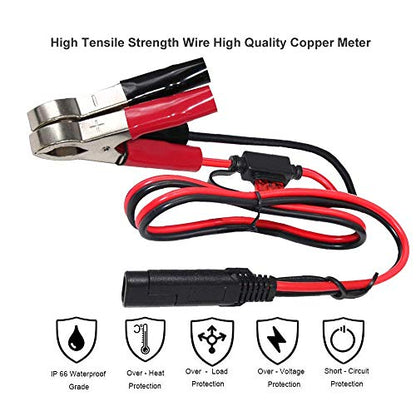 SPARKING 1.5FT 12V Battery Alligator Clip to SAE 2Pin Quick Disconnect Cable SAE to Battery Clamp Cable 7.5A Fuse(1 PACK) - size: 1 Pack