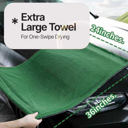 Extra Large Car Drying Towel, 36 Inches, 1300gsm,Super Absorbent Polyamide, Double-Twisted Design (Green and Grey) - color: Green and Grey