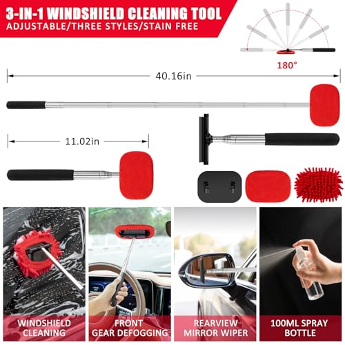 40Pcs Car Wash Cleaning Kit with Foam Gun Sprayer Detailing Brushes Wash Mop Windshield Cleaning Tool Tire Brush Towels Complete Interior Exterior Detailing Set for Car - size: 40Pcs
