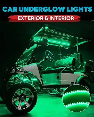 12V Led Light Strip Connectable 24Inch Green Led Strip Lights for Car Underglow Kit Golf Cart Motorcycle Boat Cabinet Waterproof Led Light Strip,4Pack - color: Green Led Strip