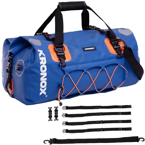 KRONOX Motorcycle Duffel Bag Waterproof, 25L Blue – Durable Motorcycle Luggage & Saddle Bags. Back Seat Dry Bag for Travel, Commute & Dirt Bike Gear - color: 1- Blue, size: 25 Liters