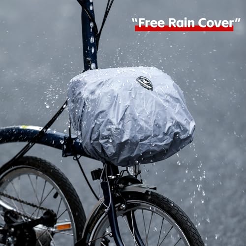 Rhinowalk Handlebar Bag for Brompton Folding Bike, 6.5L Expandable Front Bag with Quick Release Mount, Shoulder Strap, Multiple Pockets and Rain Cover (Black) - color: Black