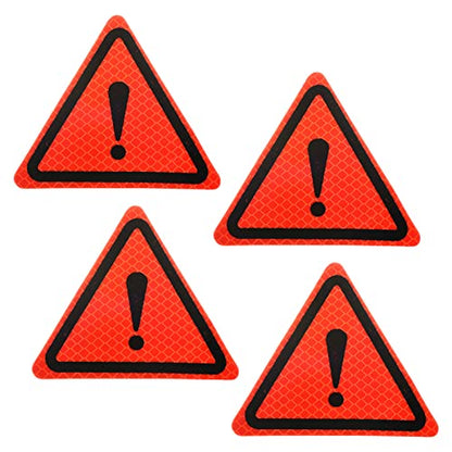 PATIKIL Reflective Stickers, 4 Pack 3.94 x 3.94 Inch Waterproof Adhesive High Visibility Night Caution Warning Triangle Safety Tape Reflector for Trucks Trailers Cars, Red - color: Red
