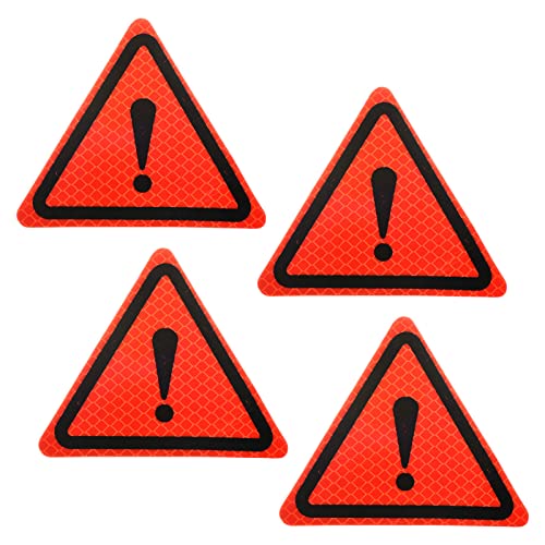 PATIKIL Reflective Stickers, 4 Pack 3.94 x 3.94 Inch Waterproof Adhesive High Visibility Night Caution Warning Triangle Safety Tape Reflector for Trucks Trailers Cars, Red - color: Red