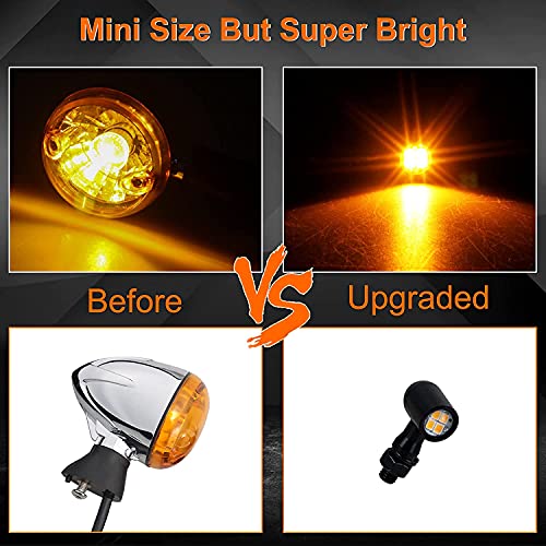 Front Rear Motorcycle Turn Signals, Mini Size Led Brake Tail Lights Universal Compatible with Harley Honda Suzuki Triumph Yamaha - color: Front Amber+Rear Red