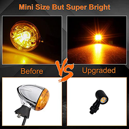 Front Rear Motorcycle Turn Signals, Mini Size Led Brake Tail Lights Universal Compatible with Harley Honda Suzuki Triumph Yamaha - color: Front Amber+Rear Red