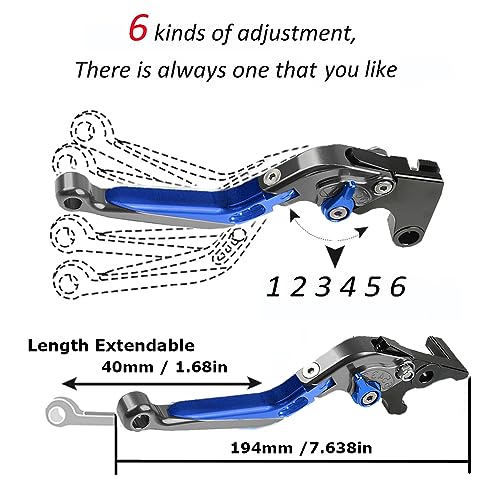 GSXR 600 750 1000 Motorcycle Brake Clutch Levers Set for Suzuki GSX-R 600 GSX R 750 2011-2019 GSXR 1000 2009-2019 GSXS 1000 F ABS 2015-2019((Gray/Blue) - color: Levers - A