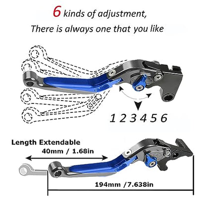 GSXR 600 750 1000 Motorcycle Brake Clutch Levers Set for Suzuki GSX-R 600 GSX R 750 2011-2019 GSXR 1000 2009-2019 GSXS 1000 F ABS 2015-2019((Gray/Blue) - color: Levers - A