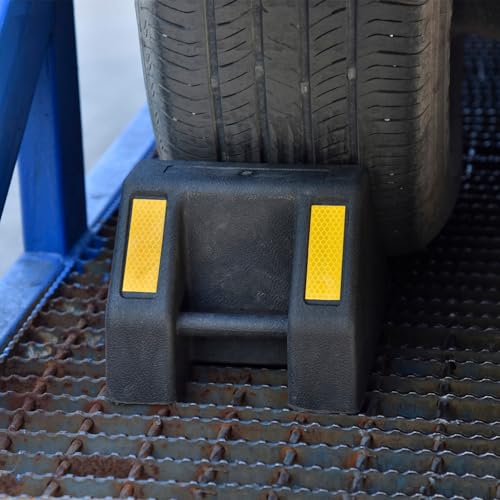 Heavy-Duty Rubber Wheel Chocks, Ergonomic Portable Durable Wheel Chock with Handle, Wheel Wedge, Wheel Stopper for Cars, Motorcycles, Travel Trailers (Large - 4Pack) - size: Large - 4Pack