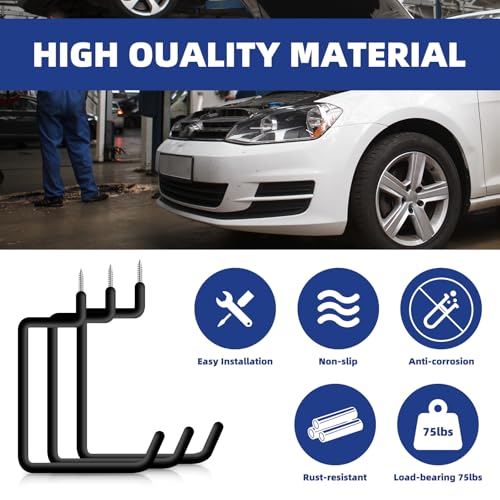 10 Pcs Ladder Hook Screw in Storage Hanger, Wall Mount Garage Storage Hooks Heavy Duty Shelf Organizer for Bike, Foldable Chair, Ladder