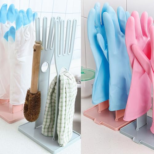 2 Pack Household Gloves Holder Rack Organizer Household Cleaning Glove Drying Rack for Rubber Kitchen Dishwashing Gloves Reusable Pet Grooming Brush with Long Sleeve Waterproof Glove
