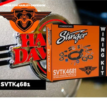 Stinger 2/4 Channel Universal Amplifier Wiring Kit for 1998+ Harley-Davidson Road Glide, Electra Glide & Street Glide Touring Motorcycles, Plug & Play Install, OEM Connections for 2014+ (SVTK4681)