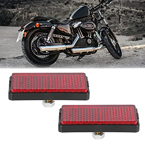 F FIERCE CYCLE M6x1.0 Round & M5x0.8 Rectangle Red Plastic Universal Screw Mount Reflective Warning Reflector for Motorcycle Bike