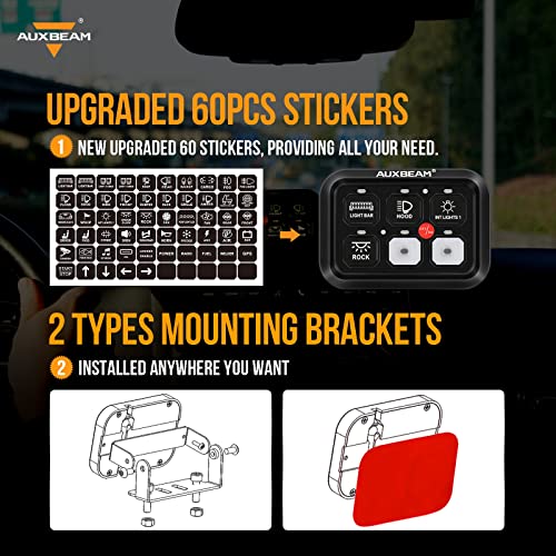 Auxbeam 6 Gang Switch Panel BC60 Universal Circuit Control Relay System Automatic Dimmable LED Switch Pod Touch Control Panel Switch Box for Car Truck Pickup Boat UTV SUV - Blue, 3 Years Warranty - size: 6 Gang, style: Blue (Without APP)