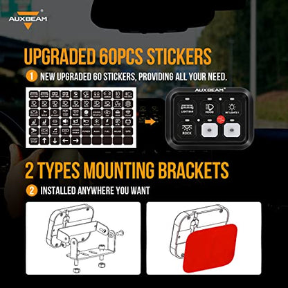 Auxbeam 6 Gang Switch Panel BC60 Universal Circuit Control Relay System Automatic Dimmable LED Switch Pod Touch Control Panel Switch Box for Car Truck Pickup Boat UTV SUV - Blue, 3 Years Warranty - size: 6 Gang, style: Blue (Without APP)
