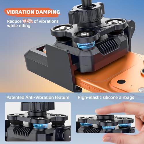 New Anti-Vibration Bike Phone Holder, Shockproof Motorcycle Phone Mount with Secure Lock, Camera FriendlyHandlebar Phone Holder for E-Bike, Electric Scooter, Bicycle, Fits 4.7-7 Inch Phones