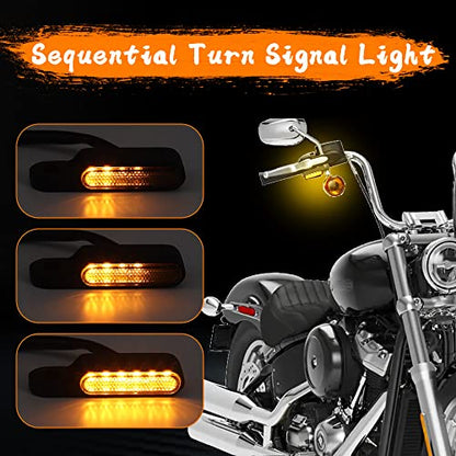 Mini Handlebar Sequential LED Turn Signals, 12V Front Motorcycle Running Lights for Harley Sportster, Dyna, Road King, Softail, Honda CBR, Yamaha, Victory
