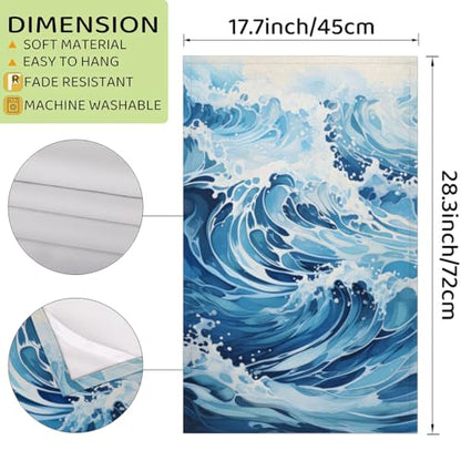 Ocean Waves Kitchen Towels Set of 2 Summer Sea Dish Towels Bar Absorbent Cleaning Tea Towel for Home Dining Restaurants - color: Blue