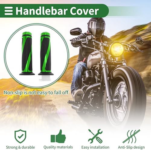7/8" 22mm 15/16" 24mm Motorcycle Hand Grips Cover Kit Non Slip Aluminum Alloy Rubber Handlebar Grips for Motorcycle Scooter Bicycle ATV Green 1 Set - color: Green