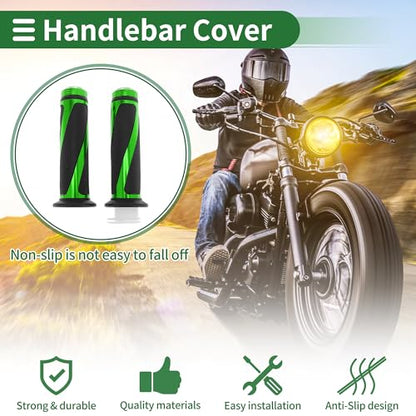 7/8" 22mm 15/16" 24mm Motorcycle Hand Grips Cover Kit Non Slip Aluminum Alloy Rubber Handlebar Grips for Motorcycle Scooter Bicycle ATV Green 1 Set - color: Green