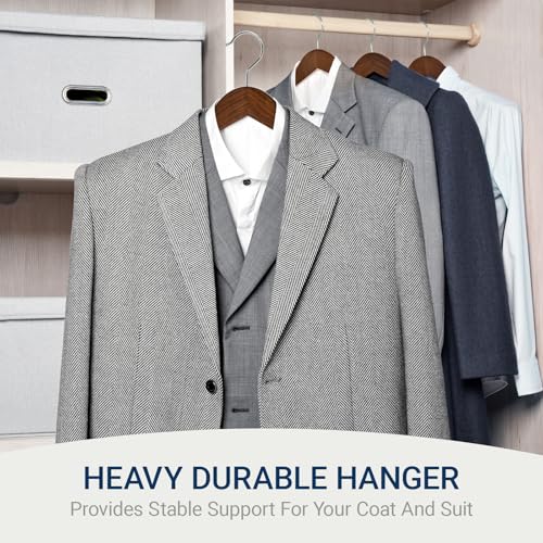 Amber Home 6 Pack Wide Shoulder Wooden Suit Hangers, Retro Wood Coat Hangers with Non Slip Locking Bar, Clothes Hangers for Jackets, Sweaters, Pants & Heavy Clothes (Retro) - size: Retro