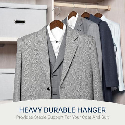 Amber Home 6 Pack Wide Shoulder Wooden Suit Hangers, Retro Wood Coat Hangers with Non Slip Locking Bar, Clothes Hangers for Jackets, Sweaters, Pants & Heavy Clothes (Retro) - size: Retro