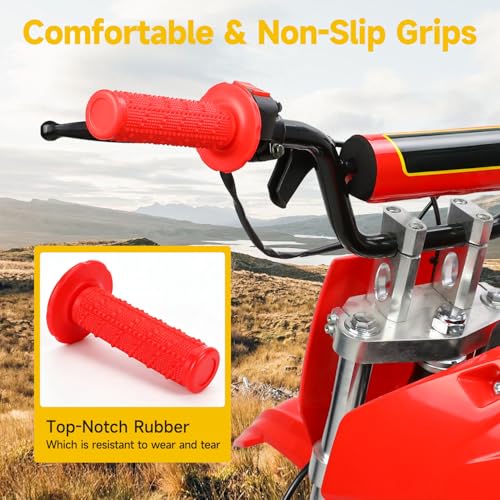 HIAORS 7/8 Handlebar Grips Compatible with 50cc 70cc 125cc 150cc TTR90 TTR110 TTR125 PW80 CRF50 XR50 CRF70 CRF125 KLX250 SSR125 TaoTao Apollo Pit Dirt Bikes Yozma In10 E Bike Motorcycles Parts Red - color: red