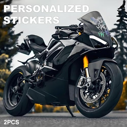 Hahaha Car Stickers Decals, Joker Haha Car Windshield Stickers, Funny Motorcycle Helmet Decal, Evil Auto Body Window Bumper Laptop Cooler Cup Decals Universal for Trucks Motorcycles (Laser) - color: Laser