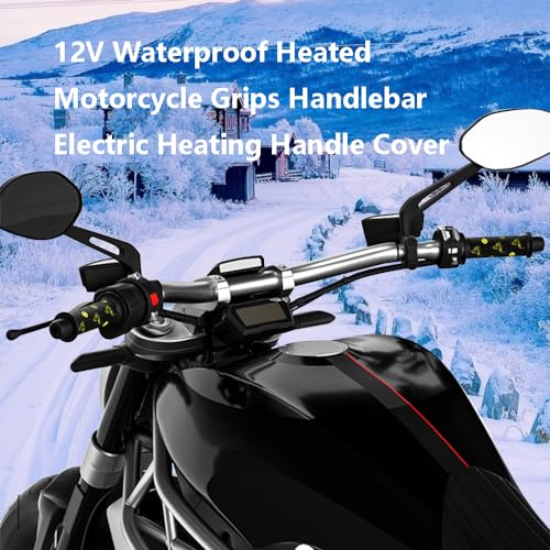 Riloer Motorcycle Heated Grip Cover Pad, 12V Scooter Motorcycle Hand Grip Heater Warmer Hot, 3 Temperature Settings Grips Handlebar Electric Heating Handle Cover (With Offset Printing Pattern) - style: With Offset Printing Pattern