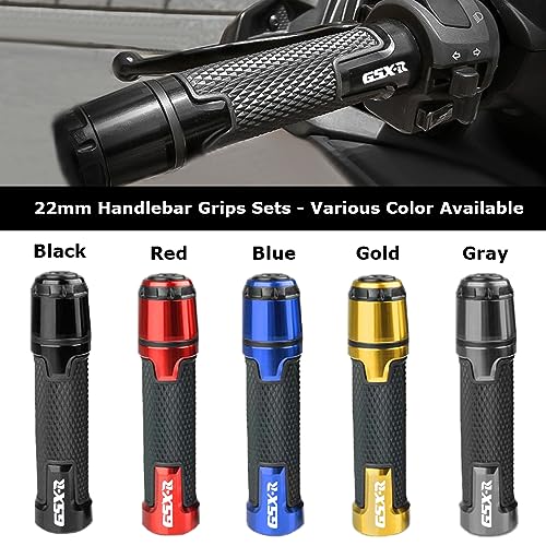2pcs Motocycle Handlebar Grip Ends Set, Fit with S.uzuki GSXR GSX-R GSXS 600 750 1000 (22mm 7/8" - Black) - color: Handlebar - Black