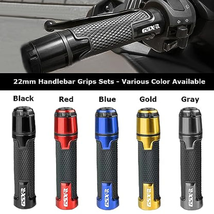 2pcs Motocycle Handlebar Grip Ends Set, Fit with S.uzuki GSXR GSX-R GSXS 600 750 1000 (22mm 7/8" - Black) - color: Handlebar - Black