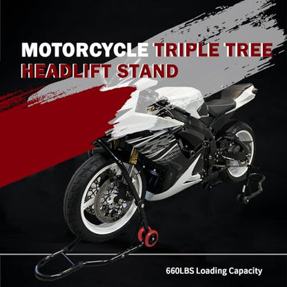 Motorcycle Head Lift Stand, Front Triple Tree Stand 660LBS Load Capacity Front Wheel Lift Stand