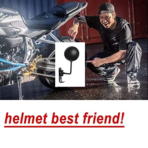 SANGMO 3 Pack 180° Motorcycle Helmet Rack, Rotation Metal Helmet Holder Wall Mount, Helmet Holder Bike with 2 Hooks Helmet Hanger for Motorcycle Bike Coats, Caps, Baseballs, Rugby Helmet(3 Pack) - color: Black*3